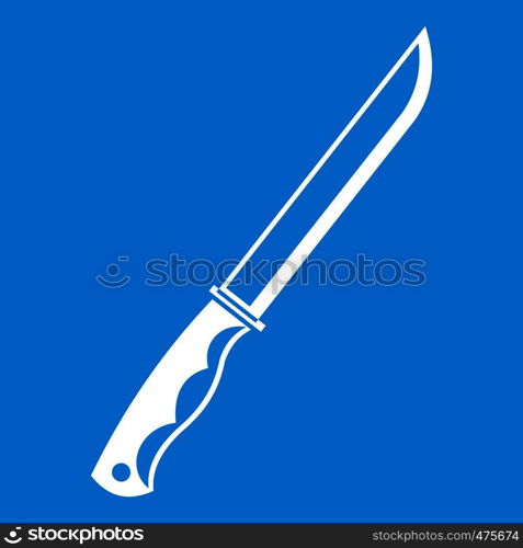 Knife icon white isolated on blue background vector illustration. Knife icon white