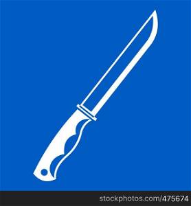 Knife icon white isolated on blue background vector illustration. Knife icon white