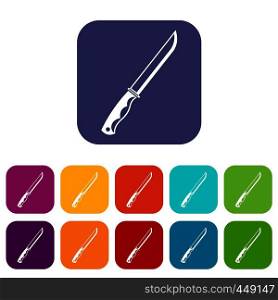 Knife icons set vector illustration in flat style In colors red, blue, green and other. Knife icons set flat