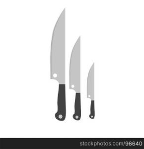 Knife kitchen set vector cutlery chef illustration cooking steel restaurant tool equipment icon isolated