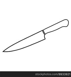 Knife outline design. Contour icon of chef equipment. Vector kitchen symbol isolated on white background.
