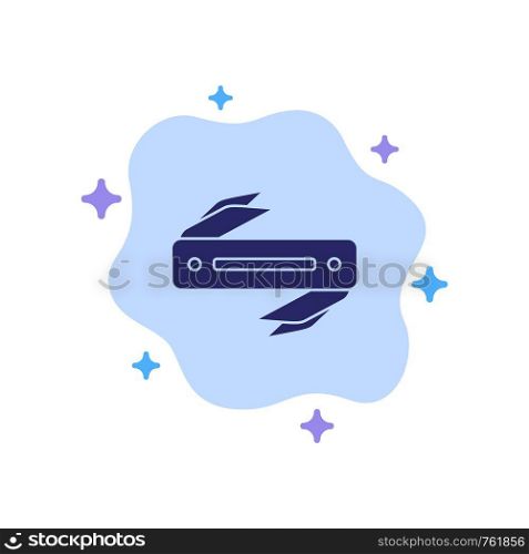 Knife, Razor, Sharp, Blade Blue Icon on Abstract Cloud Background