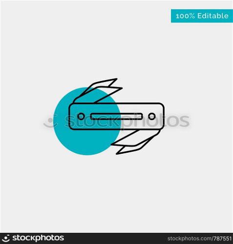 Knife, Razor, Sharp, Blade turquoise highlight circle point Vector icon