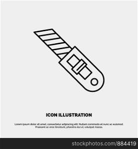 Knife, Tool, Repair, Cutter Line Icon Vector