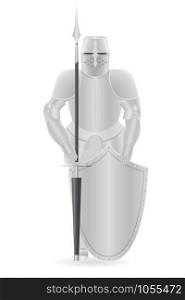 knight armor with spear and shield vector illustration isolated on background