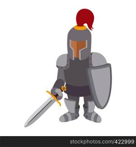 Knight cartoon character. Medieval single symbol on a white background. Knight cartoon character