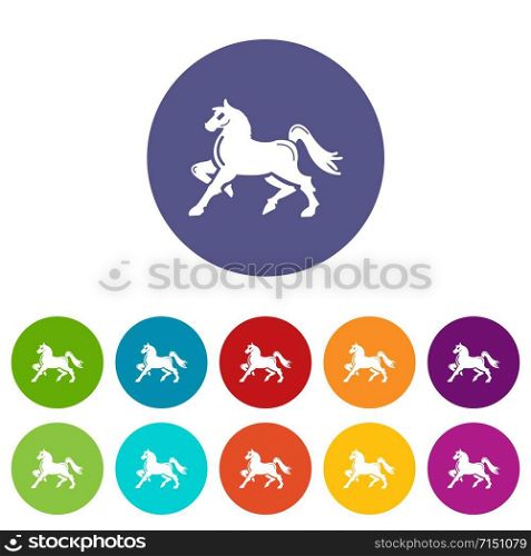 Knight horse mascot icons color set vector for any web design on white background. Knight horse mascot icons set vector color