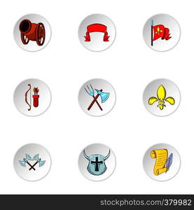 Knight icons set. Cartoon illustration of 9 knight vector icons for web. Knight icons set, cartoon style