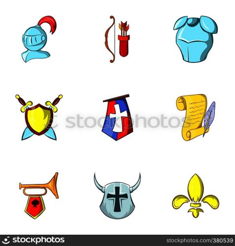 Knight icons set. Cartoon illustration of 9 knight vector icons for web. Knight icons set, cartoon style