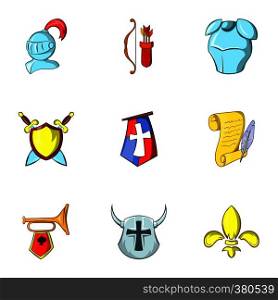 Knight icons set. Cartoon illustration of 9 knight vector icons for web. Knight icons set, cartoon style