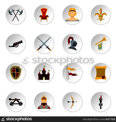 Knight icons set. Flat illustration of 16 knight vector icons set illustration. Knight icons set, flat style