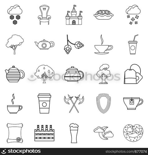 Knight icons set. Outline set of 25 knight vector icons for web isolated on white background. Knight icons set, outline style