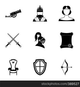 Knight icons set. Simple illustration of 9 knight vector icons for web. Knight icons set, simple style