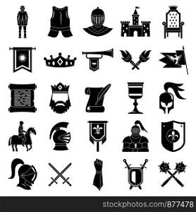 Knight icons set. Simple set of knight vector icons for web design on white background. Knight icons set, simple style