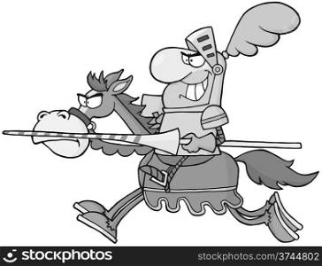 Knight Riding Horse In Gray Color