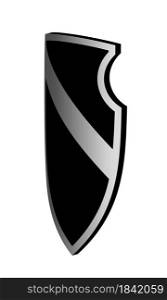 knight shield in black and white. Defense against attack. Isolated vector on white background