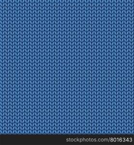 Knitted blue texture. Knit from wool seamless pattern. Stitches of thread.