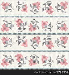 Knitted roses seamless pattern design