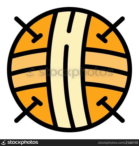 Knitting fashion ball icon. Outline knitting fashion ball vector icon color flat isolated. Knitting fashion ball icon color outline vector