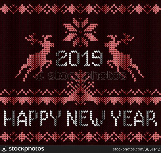 Knitting greeting card 2019 new year