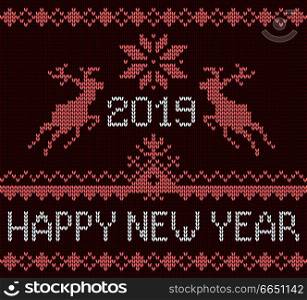 Knitting greeting card 2019 new year