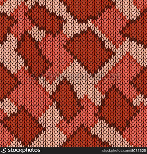 Knitting seamless scrappy vector pattern in brown, orange and beige hues as a knitted fabric texture