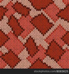 Knitting seamless scrappy vector pattern in brown, orange and beige hues as a knitted fabric texture