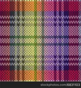 Knitting seamless vector pattern as a fabric texture with gradient mainly in purple and violet hues