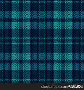 Knitting seamless vector pattern with perpendicular lines as a woollen Celtic tartan plaid or a knitted fabric texture in various blue muted hues