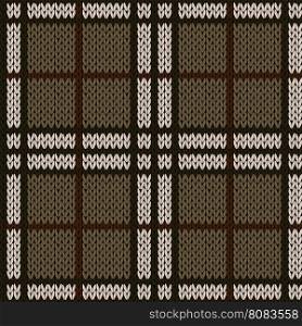 Knitting seamless vector pattern with perpendicular lines as a woollen Celtic tartan plaid or a knitted fabric texture in muted warm hues