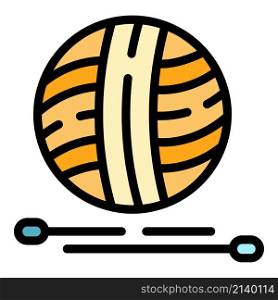 Knitting woolen ball icon. Outline Knitting woolen ball vector icon color flat isolated. Knitting woolen ball icon color outline vector