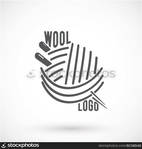 Knitwear logo, label or badge. Wool and needle symbol. Vector illustration.