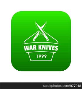 Knive war icon green vector isolated on white background. Knive war icon green vector
