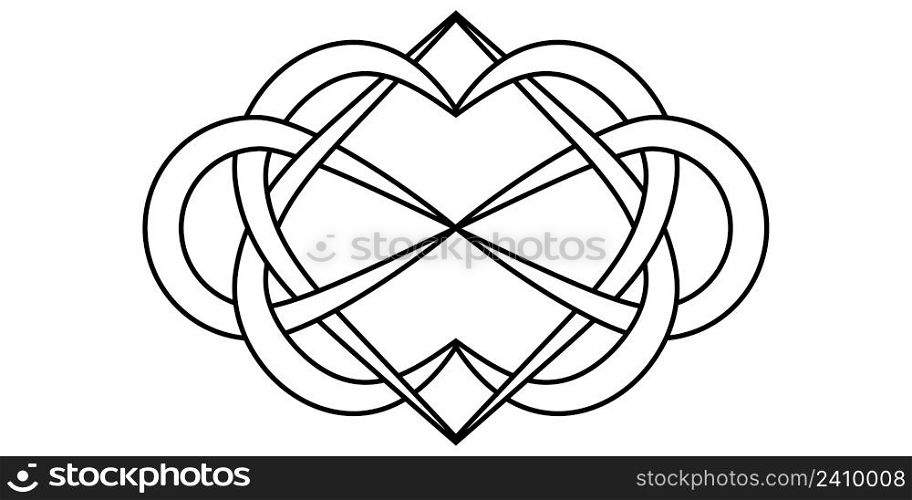 Knot of hearts and infinity sign, vector sign symbol of infinite and eternal love