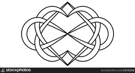 Knot of hearts and infinity sign, vector sign symbol of infinite and eternal love