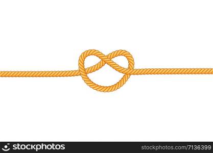 Knot of rope on a white background. Vector stock illustration.. Knot of rope on a white background. Vector illustration.