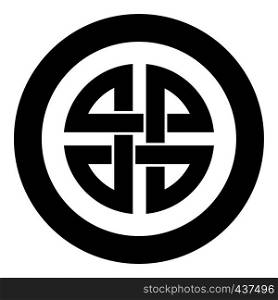 Knot shield symbol of protection Ancient symbol icon in circle round black color vector illustration flat style simple image. Knot shield symbol of protection Ancient symbol icon in circle round black color vector illustration flat style image