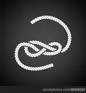 Knoted rope icon. Black background with white. Vector illustration.
