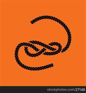 Knoted rope icon. Orange background with black. Vector illustration.