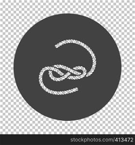 Knoted rope icon. Subtract stencil design on tranparency grid. Vector illustration.
