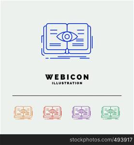 knowledge, book, eye, view, growth 5 Color Line Web Icon Template isolated on white. Vector illustration. Vector EPS10 Abstract Template background