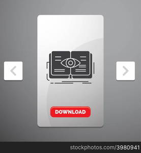 knowledge, book, eye, view, growth Glyph Icon in Carousal Pagination Slider Design & Red Download Button