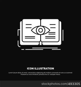 knowledge, book, eye, view, growth Icon. glyph vector symbol for UI and UX, website or mobile application. Vector EPS10 Abstract Template background