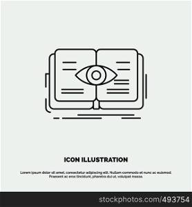 knowledge, book, eye, view, growth Icon. Line vector gray symbol for UI and UX, website or mobile application. Vector EPS10 Abstract Template background