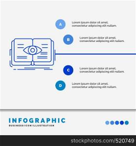 knowledge, book, eye, view, growth Infographics Template for Website and Presentation. Line Blue icon infographic style vector illustration. Vector EPS10 Abstract Template background