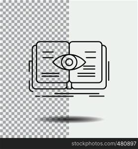 knowledge, book, eye, view, growth Line Icon on Transparent Background. Black Icon Vector Illustration. Vector EPS10 Abstract Template background