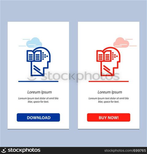 Knowledge, Book, Head, Mind Blue and Red Download and Buy Now web Widget Card Template