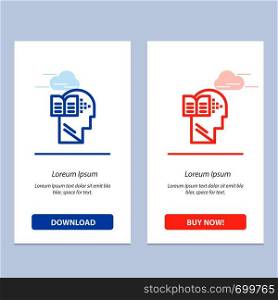 Knowledge, Book, Head, Mind Blue and Red Download and Buy Now web Widget Card Template