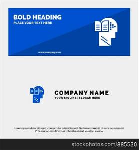 Knowledge, Book, Head, Mind SOlid Icon Website Banner and Business Logo Template