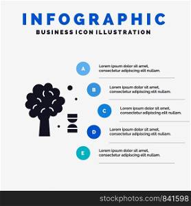Knowledge, Dna, Science, Tree Solid Icon Infographics 5 Steps Presentation Background